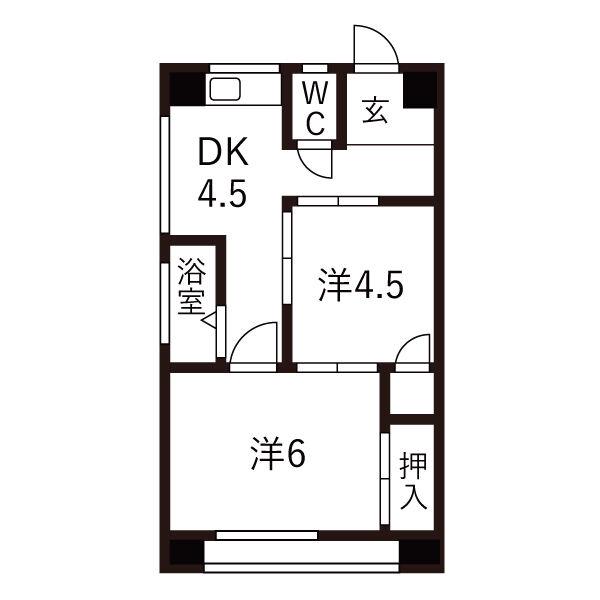 南分ビル(2DK/6階)の間取り写真