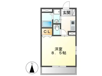 ベイコート(1K/1階)の間取り写真