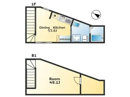 NORN AKABANE(1DK/地下階)の間取り写真