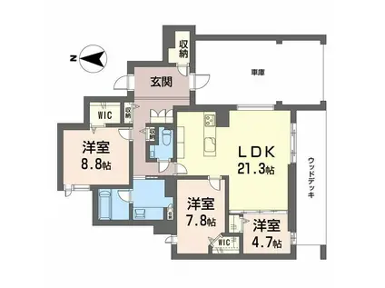 白壁 THE GARDEN(3LDK/1階)の間取り写真