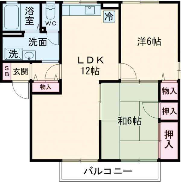 セジュール諏訪B(2LDK/2階)の間取り写真