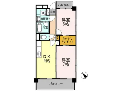 グレイスコート仁保新町(2DK/3階)の間取り写真