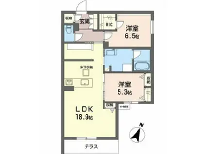 ハムステッドアレー(2LDK/1階)の間取り写真