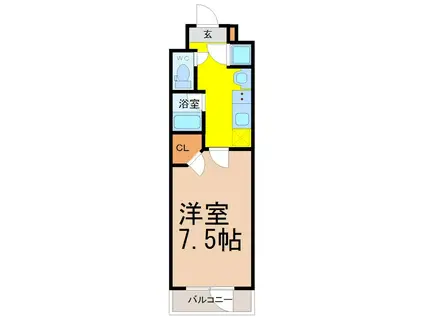 ベルファース川原通(1K/9階)の間取り写真