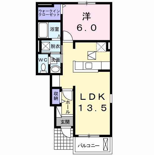 ミニヨンパレ II(1LDK/1階)の間取り写真