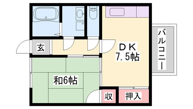 マイアール新町(1DK/2階)の間取り写真