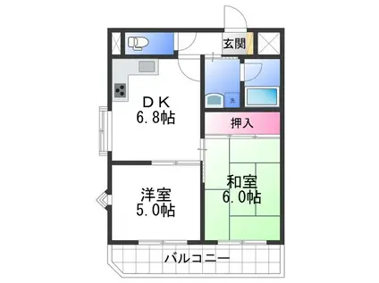 シャルマンフジ砂山(2DK/2階)の間取り写真