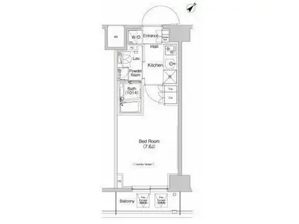 プラウドフラット登戸(1K/5階)の間取り写真