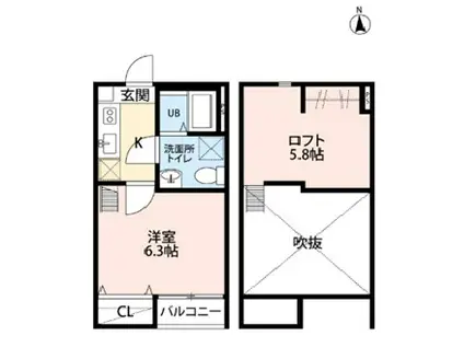 エスペランサ大野田(1K/1階)の間取り写真