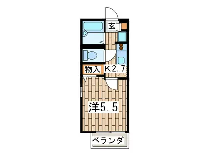 クレスト西戸部(1K/2階)の間取り写真