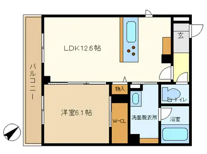 ドエルアーバンII(1LDK/3階)の間取り写真