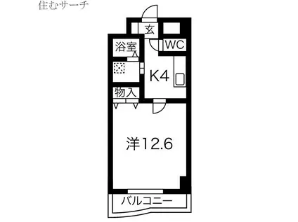 ランドマーク西町(1K/2階)の間取り写真