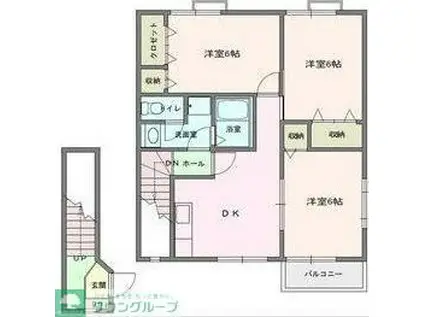 シャトーブリアンI(3DK/2階)の間取り写真