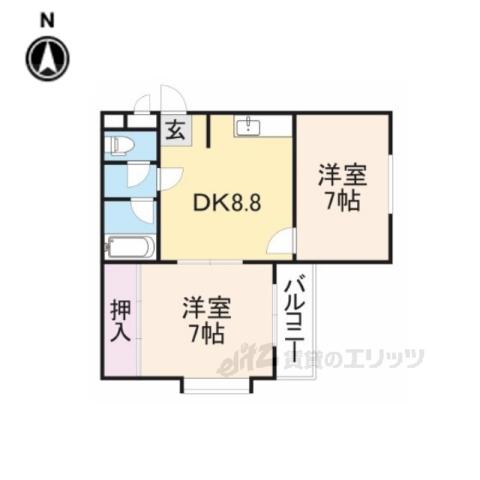 ウエストワンⅢ(2DK/3階)の間取り写真