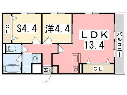 MISTRAL三左衛門(1SLDK/2階)の間取り写真