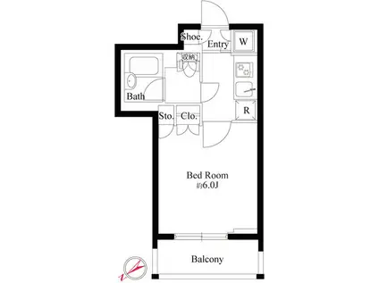 フォレシティ銀座イースト(1K/4階)の間取り写真