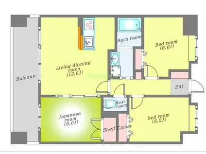 プライムアーバン長町一丁目(3LDK/13階)の間取り写真