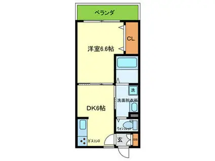 ステーブル小路東(1DK/3階)の間取り写真