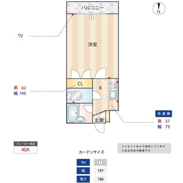 ベルトピア福岡I(1K/3階)の間取り写真