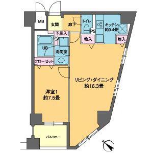 カスタリア茅場町(1LDK/5階)の間取り写真