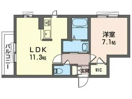 ハイム松風(1LDK/1階)の間取り写真