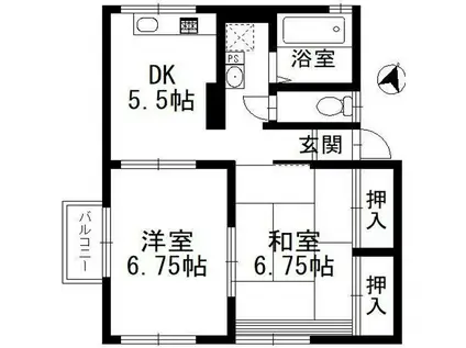 サンハイツ(2DK/2階)の間取り写真