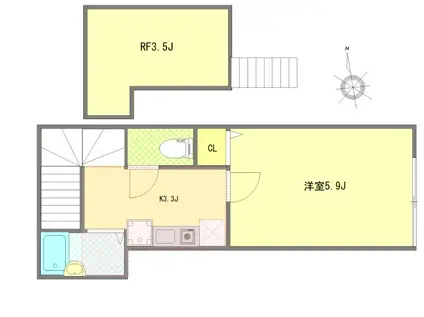 府中の森TWINKLE(1K/2階)の間取り写真