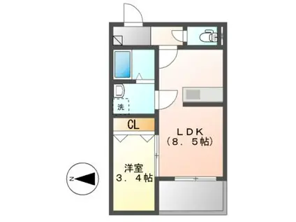 KATZE志賀本通(1LDK/1階)の間取り写真