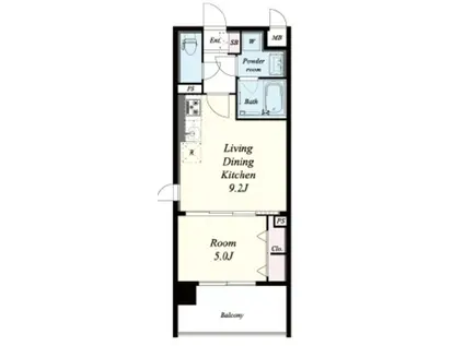 ラルシェパルク新大阪(1LDK/12階)の間取り写真