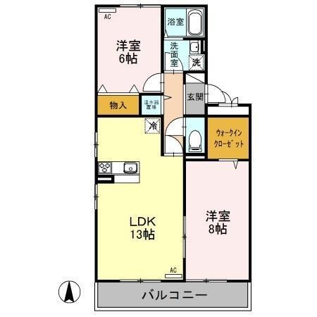 セブンワンテンE/F(2LDK/2階)の間取り写真