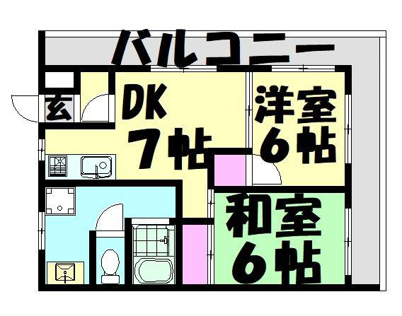 第二ミツルマンション(2DK/3階)の間取り写真