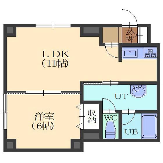 グレイエリア(1LDK/4階)の間取り写真