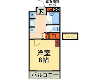 千謡ハイツ(1K/1階)の間取り写真