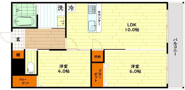 グランイニシオ都島(2LDK/1階)の間取り写真
