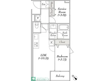 ルミークアン桜新町(1SLDK/1階)の間取り写真
