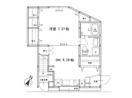 シャレー中目黒II(1DK/1階)の間取り写真