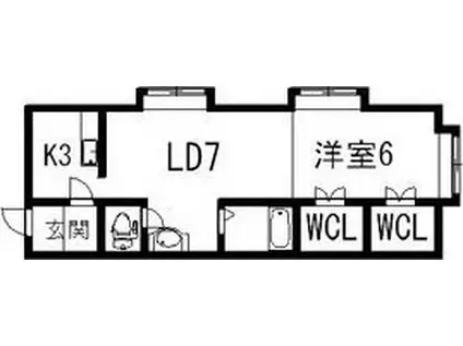 PLAZA N12(1LDK/2階)の間取り写真