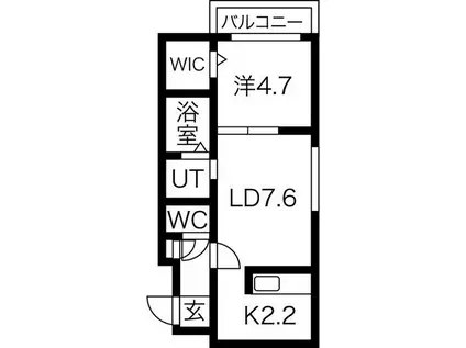 クラヴィス発寒南(1LDK/1階)の間取り写真