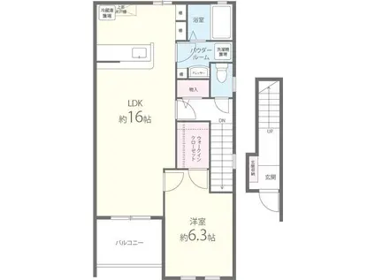 グレイスアニバーサリー西館(1LDK/2階)の間取り写真