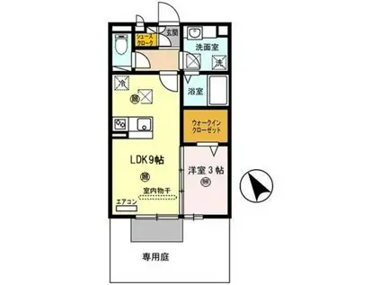 フィオーレ野崎II(1LDK/1階)の間取り写真