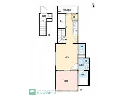 WOOD CREST AMANUMA RESIDENCE(1LDK/2階)の間取り写真