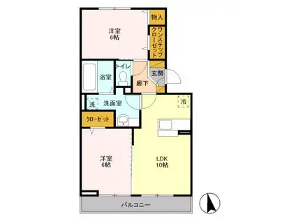 ヘリオス吉川美南 ゼウス(2LDK/1階)の間取り写真