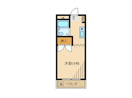 ハーモナイズ・ヴェルデ(1K/2階)の間取り写真