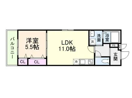 フジパレス教興寺三丁目II(1LDK/3階)の間取り写真