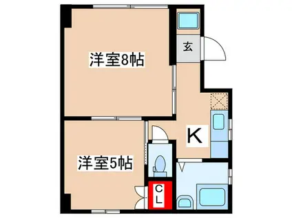 丸丘ハイツ(2K/3階)の間取り写真