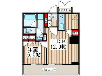 津田沼ザ・タワー(1LDK/42階)の間取り写真