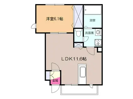 オリーブヒル(1LDK/1階)の間取り写真