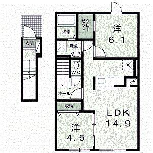 ラルジュメゾンI・II(2LDK/2階)の間取り写真