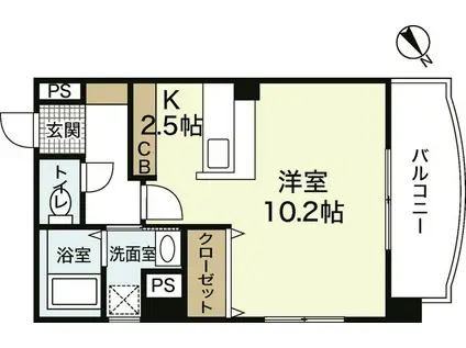 BELL紅菱・山本STAGE(ワンルーム/2階)の間取り写真