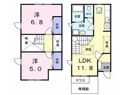 クレスト-ル美和II(2LDK/1階)の間取り写真